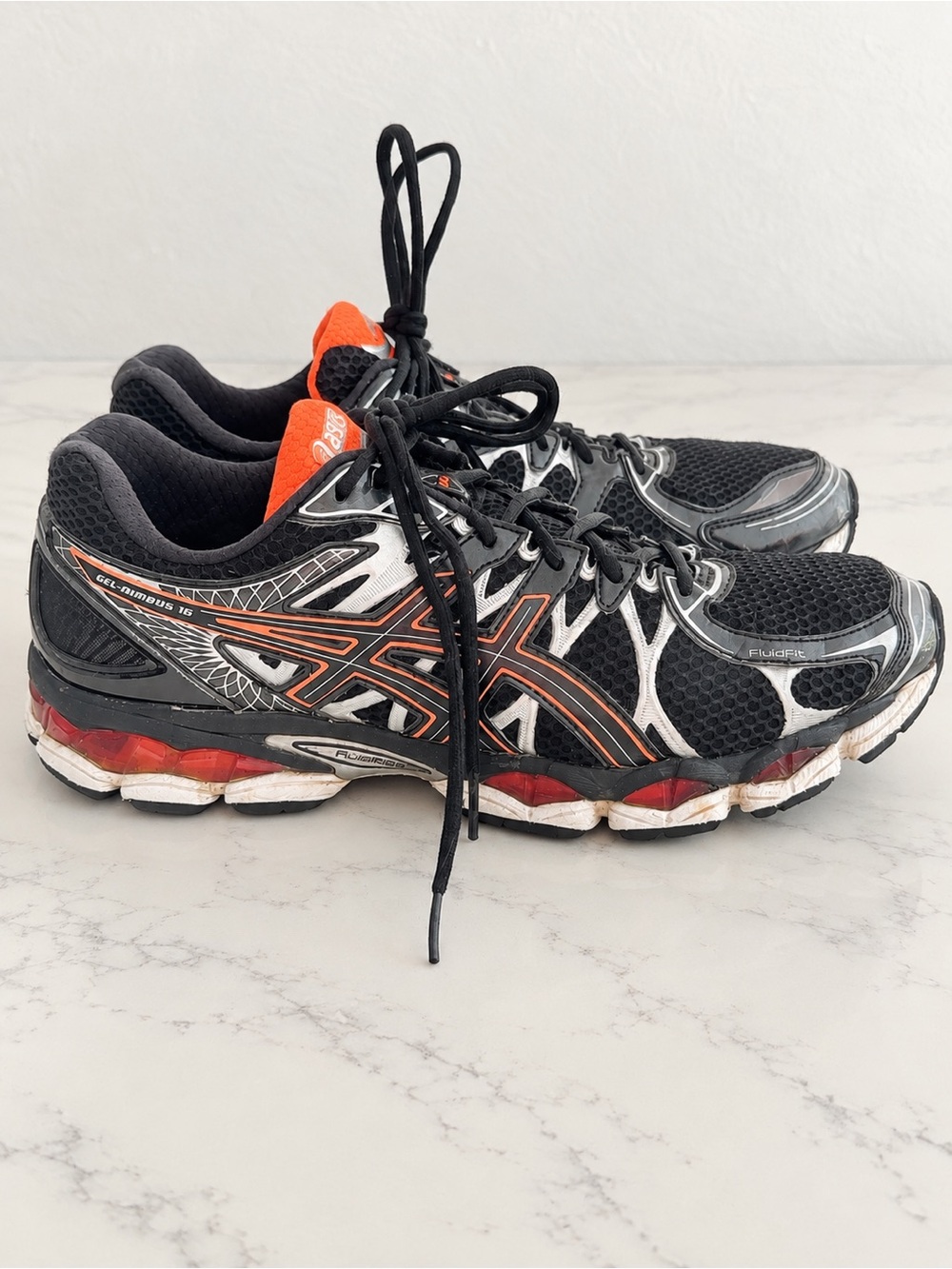 ASICS GEL-Nimbus 16 Men’s Running Shoes Black Orange Size 10.5 Athletic Sneakers